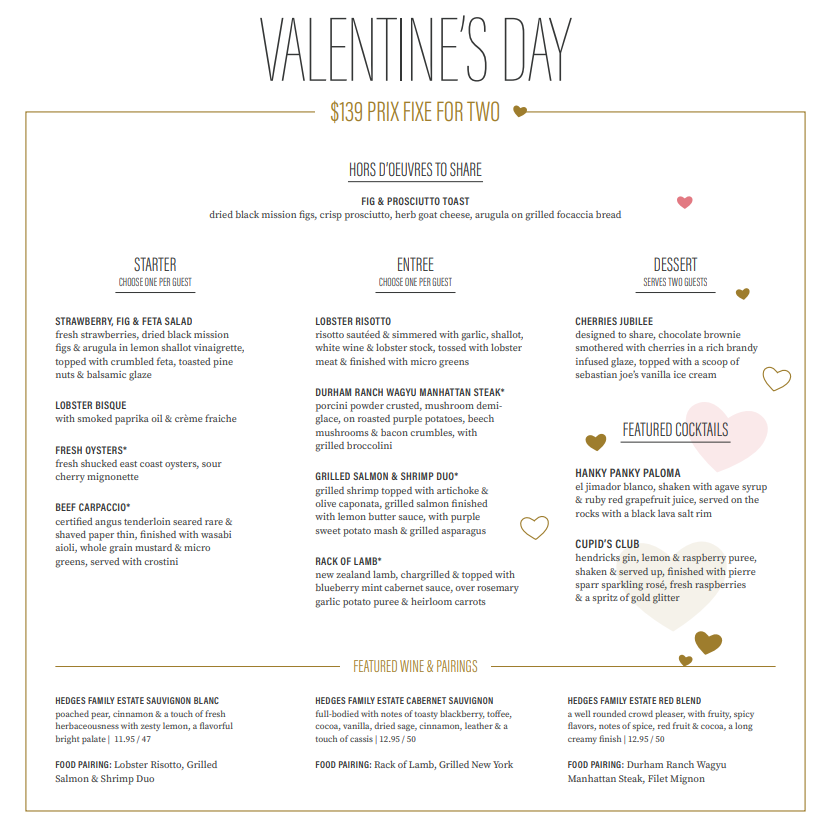 valentines day prix fixe austin