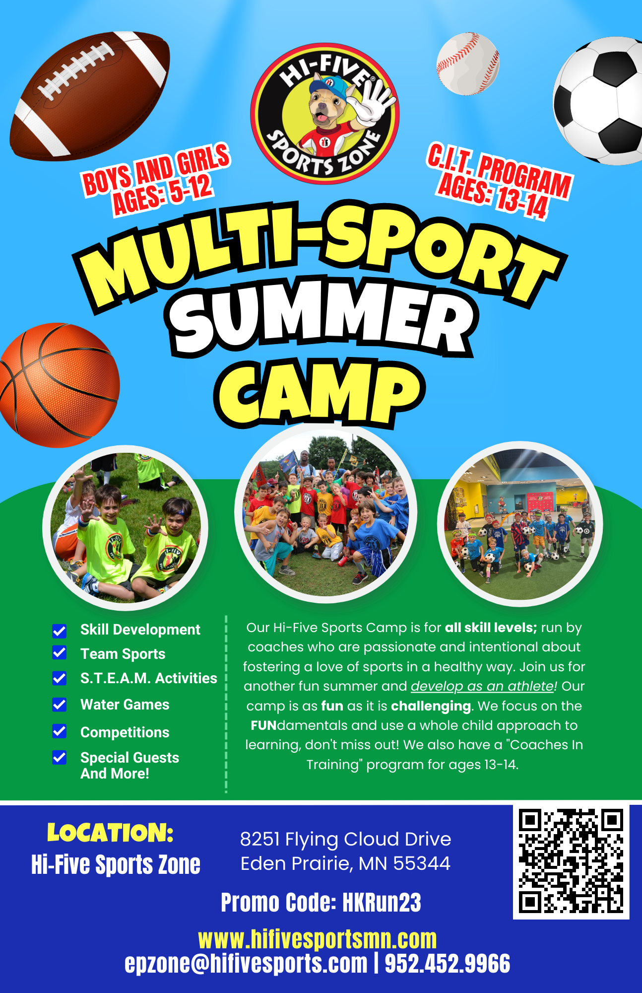 MultiSport Summer Camp at HiFive Sports Zone Eden Prairie Center